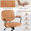 Height-Adjustable PU Leather Desk Chair Upholstered Swivel Task Chair W/Armrest