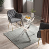 Glass Dining Table Modern Style Kitchen Dining Table with Cross Chrome Legs