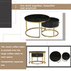 Round Nesting Coffee Table with Storage Drawer Stacking Side Tables Set Black