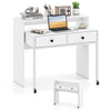 Extendable White Computer Desk Convertible Home Office Desk