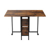 Rustic Rolling Drop Leaf Dining Table Folding Kitchen Table with Open Shelves