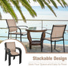 2 Pcs Outdoor Dining Chairs Patio Stackable Chairs Garden Bistro Armchairs