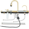 Gold LED Stainless Steel Kitchen Sink Set Single Large Bowl Inset Waterfall Tap