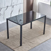 120cm/140cm Minimalistic Black Dining Table Glass Top Kitchen with Metal Legs