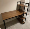 Industrial Writing Desk with Bookshelf Rustic Metal Home Office Workstation