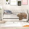 Linen Upholstered Daybed Single Size Trundle Bed Sofa Bed Frame