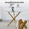 4x Velvet PU Leather Dining Chairs&Round Tempered Glass Dining Table Dining Set