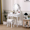 White Dressing Table with Mirror and Stool, 5 Drawers for Storage, 75x40x141.5cm