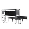Double Size Bed Frame Metal Platform Bed LED Lights Headboard & Storage Shelves