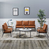 Single/Double/Triple Sofa Armchair Faux Leather Cushion Seat Metal Frame Armrest