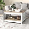 Wood Coffee Table with Storage Square for Living Room Modern Rustic Washed Grey