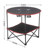 Round Folding Portable Table Camping Garden Party Picnic Trestle w/ Cups Holder