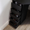 Corner Dressing Table Makeup Desk with LED Lights 3 Angle Mirror 5 Drawers Black