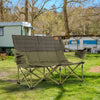 Folding Oversized 2 Person Outdoor Loveseat with Adjustable Armrests-Green