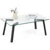 Tempered Glass Coffee Table Rectangular Cocktail Snack Tea Table with Metal Leg