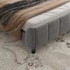 DOUBLE BED FRAME 4FT6 UPHOLSTERED PLATFORM WITH HEADBOARD AND SOLID WOODEN SLATS