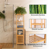 Tall Bamboo Bathroom Storage Cabinet Unit Cupboard with 3 Open Shelves