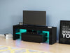 Modern TV Unit Stand with 1 Drawer Cabinet Black High Gloss Door RGB LED Lights