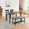 Wood Dining Table and 2 Chair with Bench 4 in 1 Restaurant Kitchen Furniture Set