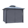 3x3.6m Dual-Roof Iron-Aluminum Gazebo w/Netting&Curtains Shelter Outdoor Pergola