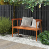 Garden Loveseat Outside Bench w/Armrests-Natural