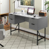 COSTWAY 120cm Home Office Desk Computer Desk w/4 Drawers & Storage-Grey