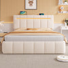 4ft6 Double Ottoman Storage Bed Frame with Tufted Headboard & Night Light, Beige