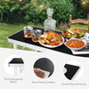 Folding Camping Table Portable Picnic Table 2-Tier Open Shelves-Black