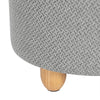 Round Stool with Storage Space Footstool Linen Cover Padded Ottoman Wood Legs