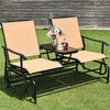 Outdoor Rocking Lounger 2-Seat Garden Patio Swing Glider Chair w/Center Table