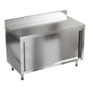 2 Tiers 4ft Stainless Steel Commercial Kitchen Cupboard w/Backslash&Sliding Door