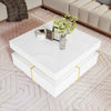 Coffee Table Living Room Storage Display Square Tea Table With 2 Drawers, White