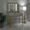 Dressing Table Makeup Desk with LED Light Mirror 2 Drawers Bedroom Vanity Desk