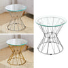 Round Glass Top End Table Living Bedroom Bed Side Sofa Coffee Table Metal Chrome