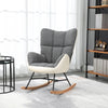 Nursery Rocking Chair w/ Steel and Wood Legs for Living Room Grey and