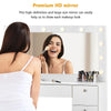 White Dressing VanityTable Wood Makeup Desk with LED Mirror 7 Drawers Stool
