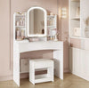 Dressing Table LED Vanity Table Stool White Makeup Desk with Mirror and Drawers