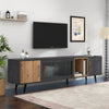 TV Stand Cabinet Unit Modern Glass Door Entertainment Living Room Furniture