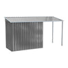 6.4x4ft Galvanized Metal Garden Storage Bike Tools Shed with Open Shed BBQ Party