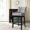 Kitchen Counter High Chair Linen Padded Seat Breakfast High Bar Stool w/Footrest