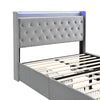 Velvet Upholstered Bed with Headboard 4ft6 Double Bed Frame with Storage Drawers