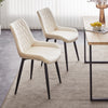 2pcs Beige Dining Chairs Set Velvet Diamond Back Padded Seat Restaurant Chair