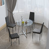 Apartment Residential Kitchen Glass Table Chairs Family Dinner PU Leather Seat