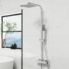 Bathroom Thermostatic Exposed Shower Mixer Twin head Large Square Bar Set Chrome