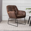 Vintage Distressed Brown Faux Leather Armchair Soft Cushion Padded Accent Chair