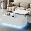 High Gloss Coffee Table Lift Up With StorageSofa End Table LED Light Modern