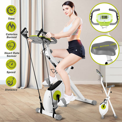 Indoor Cardio Folding Magnetic Exercise Bike Workout LCD Monitor Adjustable Seat