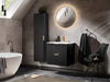 Bathroom Vanity Drawer Cabinet 800mm Black Floating Wall Unit Ribbed Modern Adel