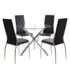 90cm Large Round Dining Room Table Clear Tempered Glass Top Chrome X-Shaped Legs