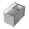 110cm Single Bowl Stainless Steel Catering Sink Cabinet w/Platform &Sliding Door